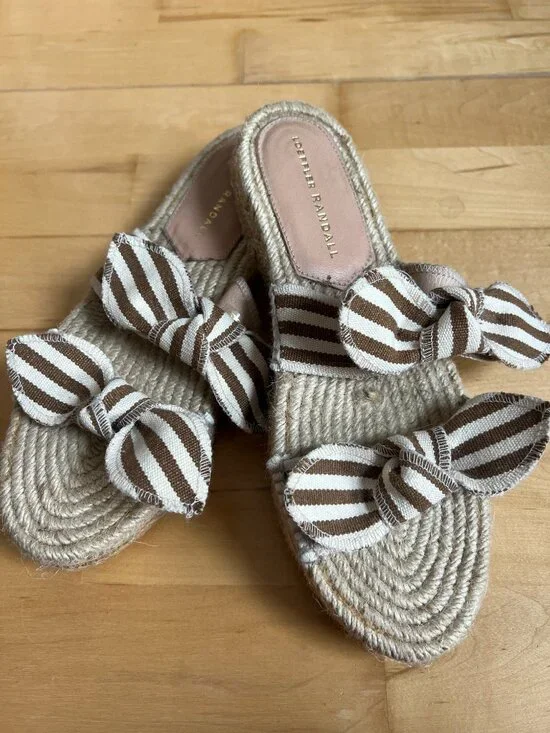 Loeffler Randall Daisy Platform Espadrille Sandal Womens 38/ US 8 Striped Bow - Picture 7 of 7